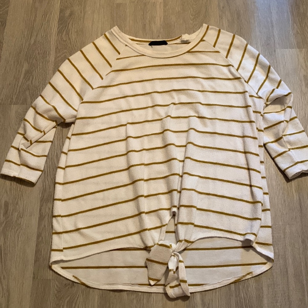 Tie front striped shirt